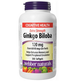 【現貨】Webber naturals Ginkgo Biloba Extra Strength 120 mg 銀杏葉濃縮精華軟膠囊300粒，$179/樽 《不計印商品》