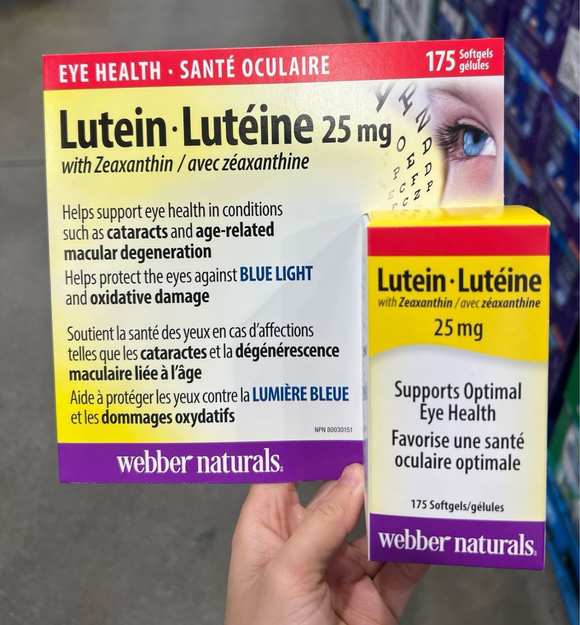 【現貨】加拿大 Webber Naturals 強效葉黃素25mg +玉米黃素5mg 175粒裝,$168/樽,《不計印商品》