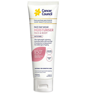 【現貨】澳洲Cancer Council Face Day Wear Moisturiser Invisible SPF 50+ 防曬保濕乳霜150ml(臉部和身體適用），$88/支《不計印商品》