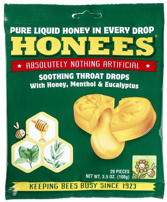 【現貨】$26 購買意大利Honees Soothing Throat Drops 蜂蜜薄荷尤加利舒緩潤喉糖 (1包20粒 ) 《不計印商品》
