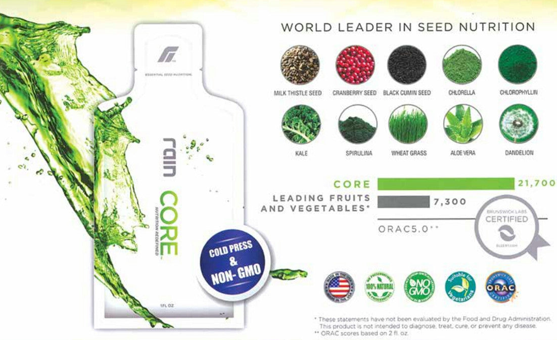 【現金特惠價】$680 購買 Rain CORE 天然植物種籽+蔬菜萃取飲品1盒30包 (每包1oz) 《不計印商品》~ 【此產品只接受現金零售,不設網上付款】