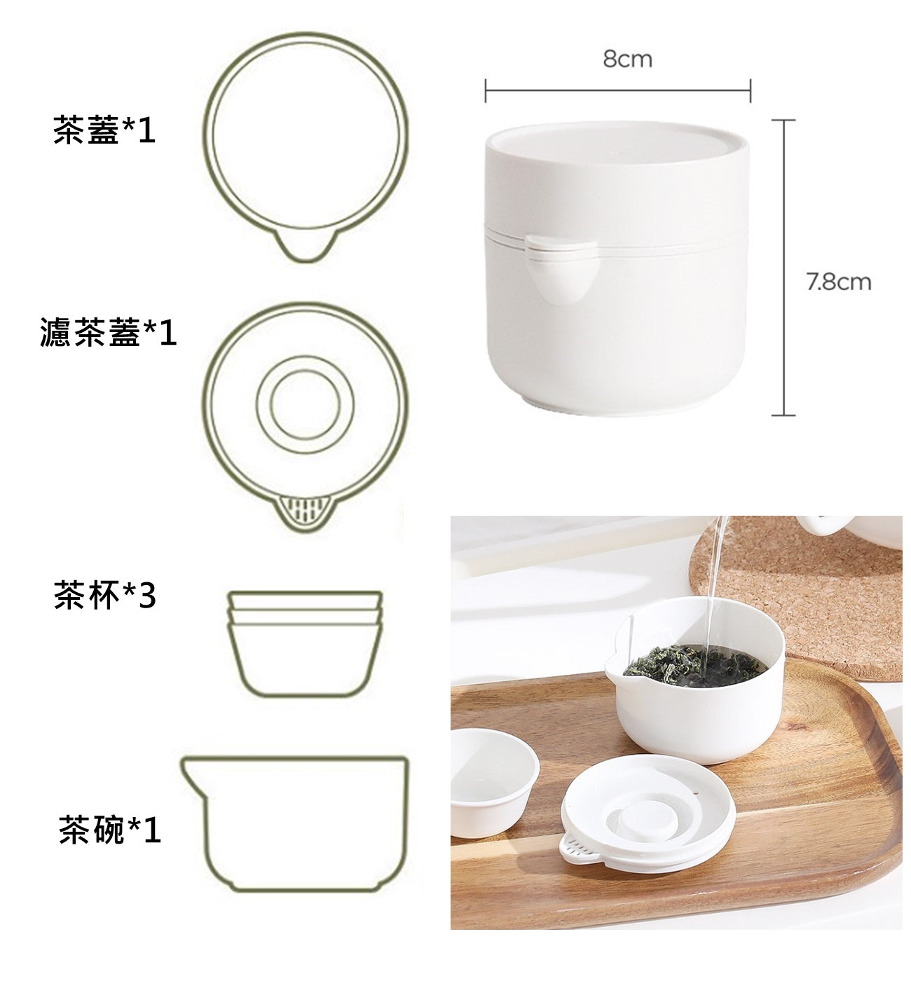 【現貨】 $12 購買旅行一次性便攜泡茶套裝,1壺+3茶杯
