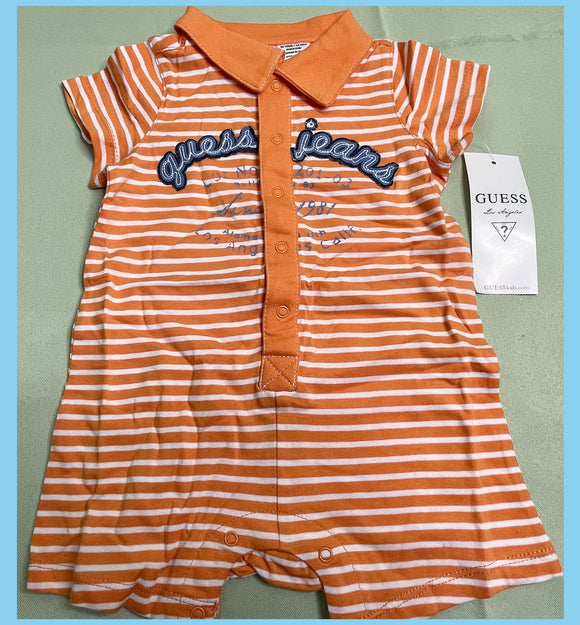 【尋寶區】 Guess Baby Romper 橙色條子短袖連身衫 (6-9個月)，尋寶價 : $20/件 【只限 Whatsapp 落單】【請勿加入購物車】